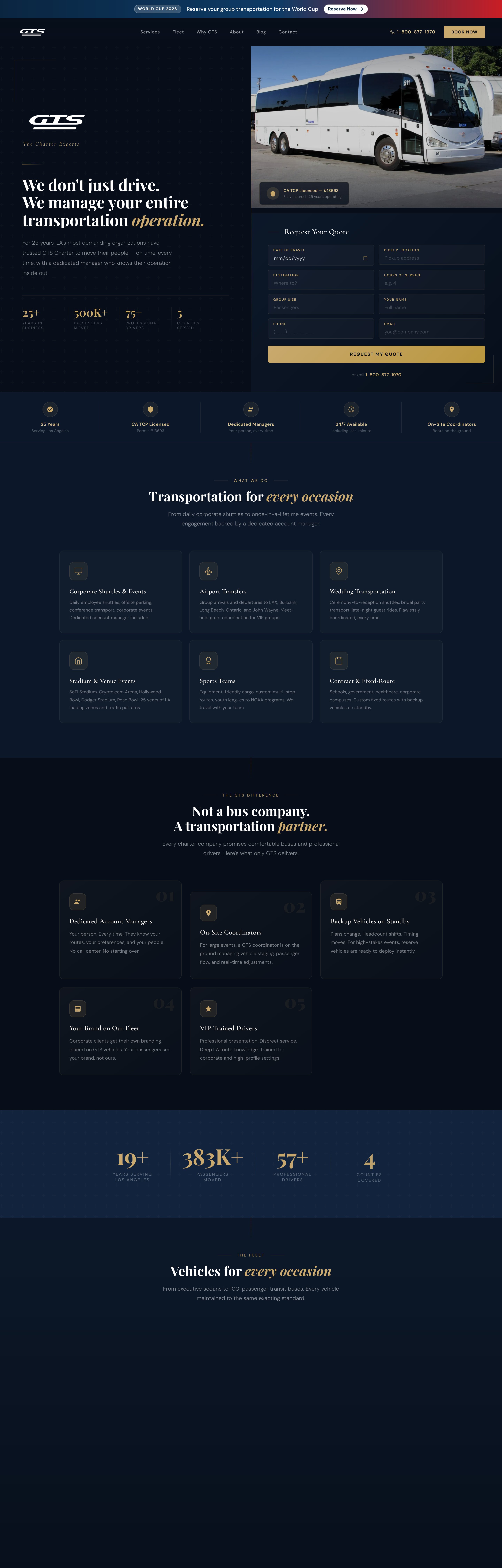 GTS Charter website built by Axesris
